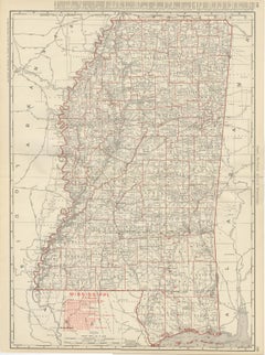 Antique Map of Mississippi, The Magnolia State, Rand McNally, 1899