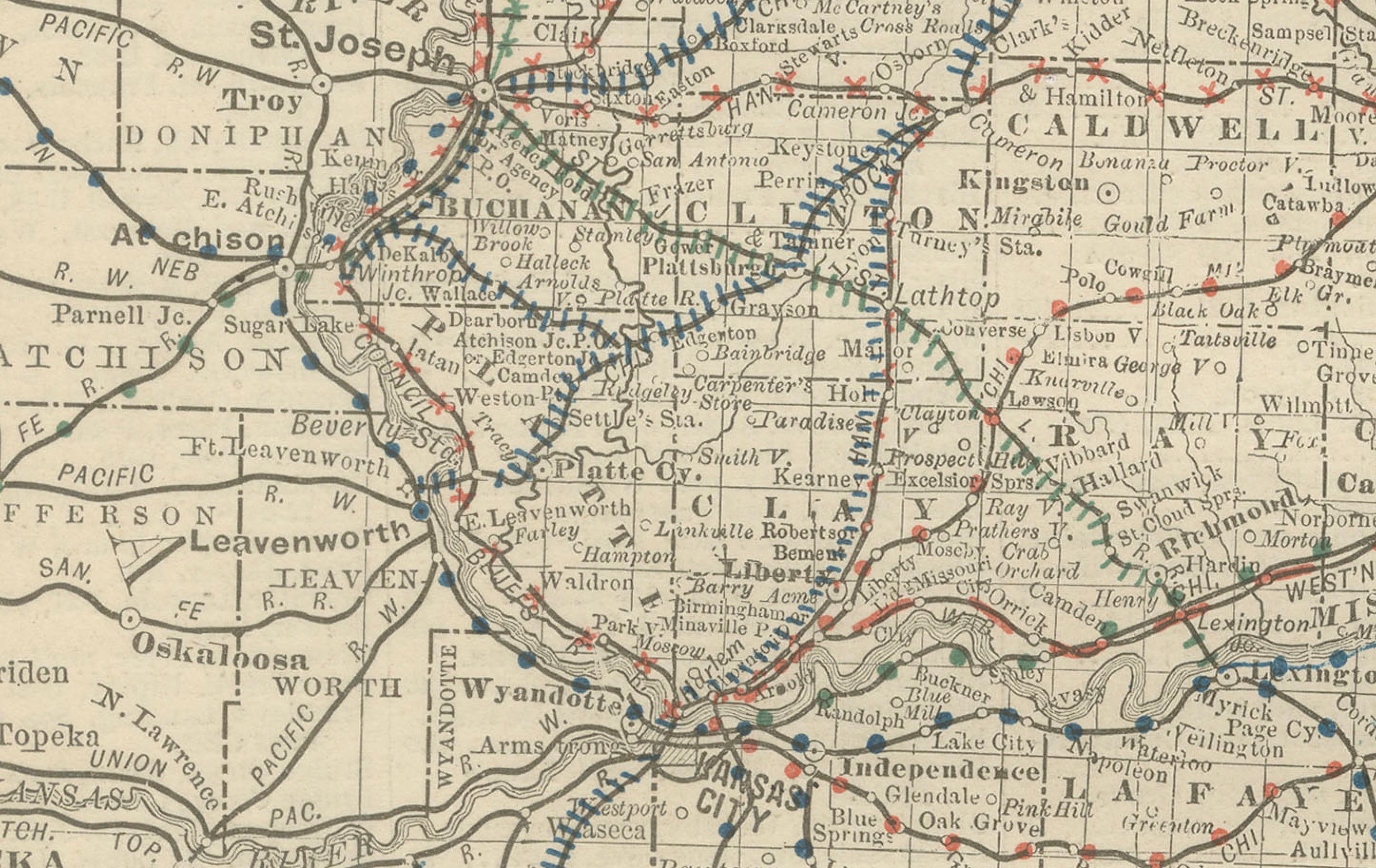 Antique Map of Missouri – The Show-Me State with St. Louis Inset, 1888

This antique engraved map of Missouri, published in 1888 by Rand, McNally & Co. in Chicago for their Improved Indexed Business Atlas and Shippers Guide, presents a richly