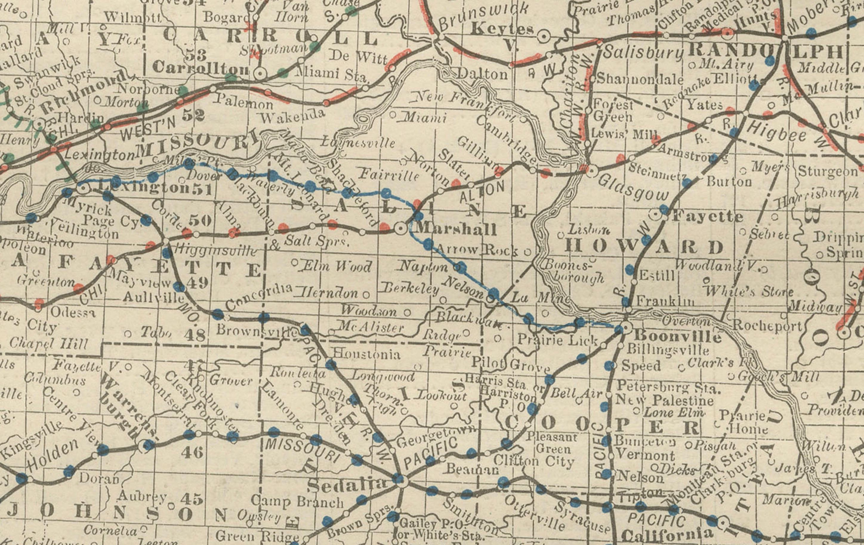 American Antique Map of Missouri – The Show-Me State with St. Louis Inset, 1888 For Sale