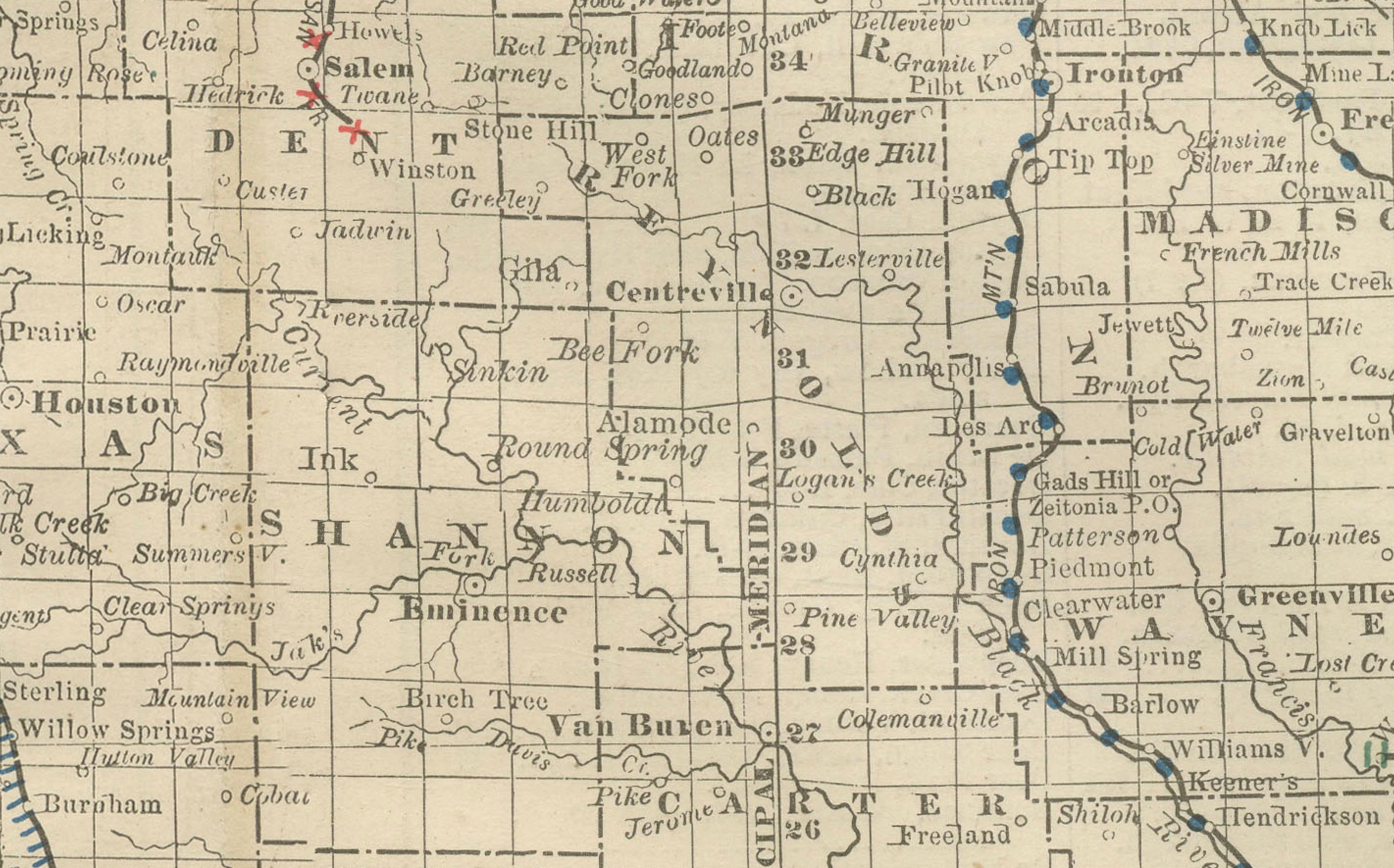 Antique Map of Missouri – The Show-Me State with St. Louis Inset, 1888 In Good Condition For Sale In Langweer, NL