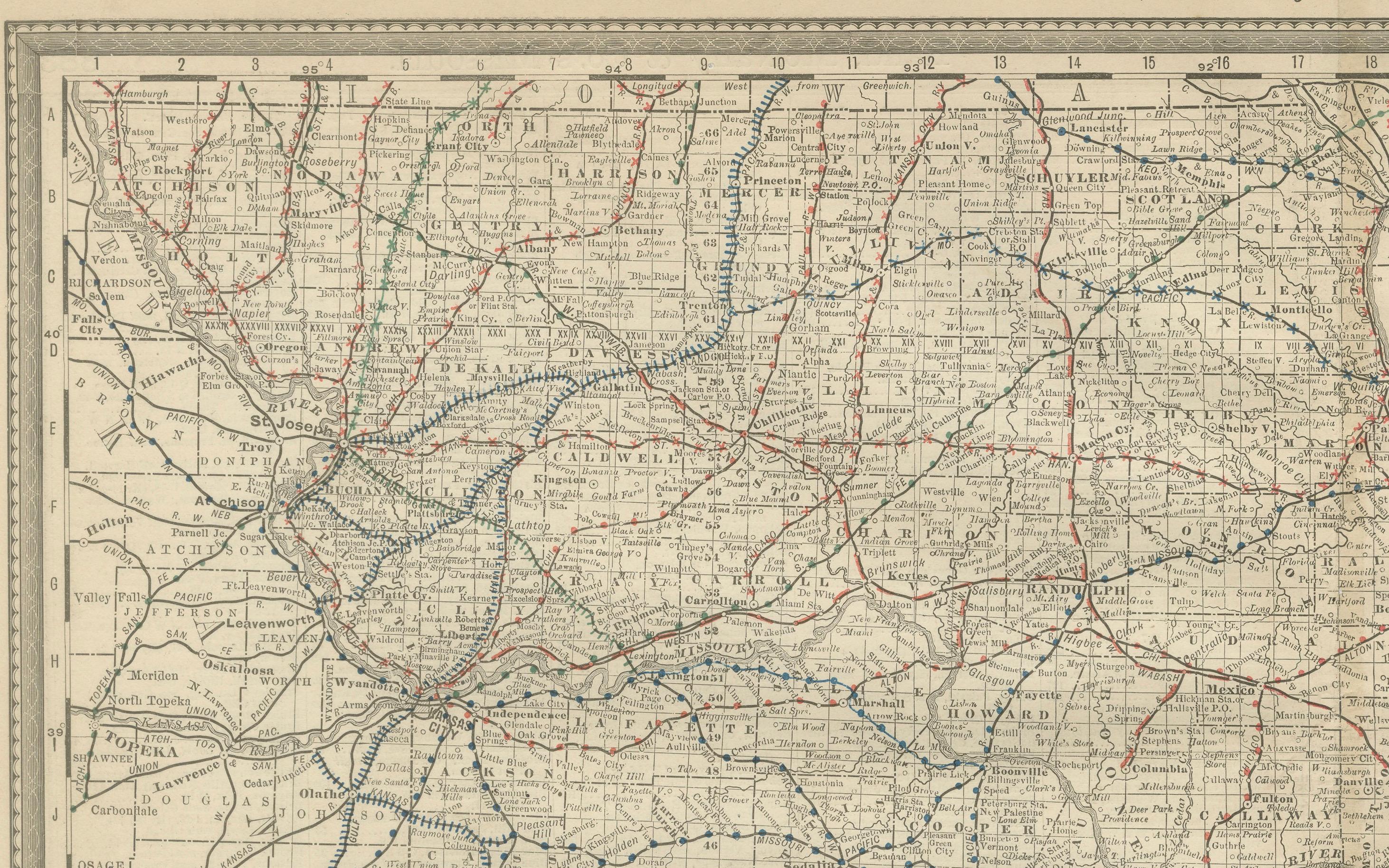 Antique Map of Missouri – The Show-Me State with St. Louis Inset, 1888 For Sale 1