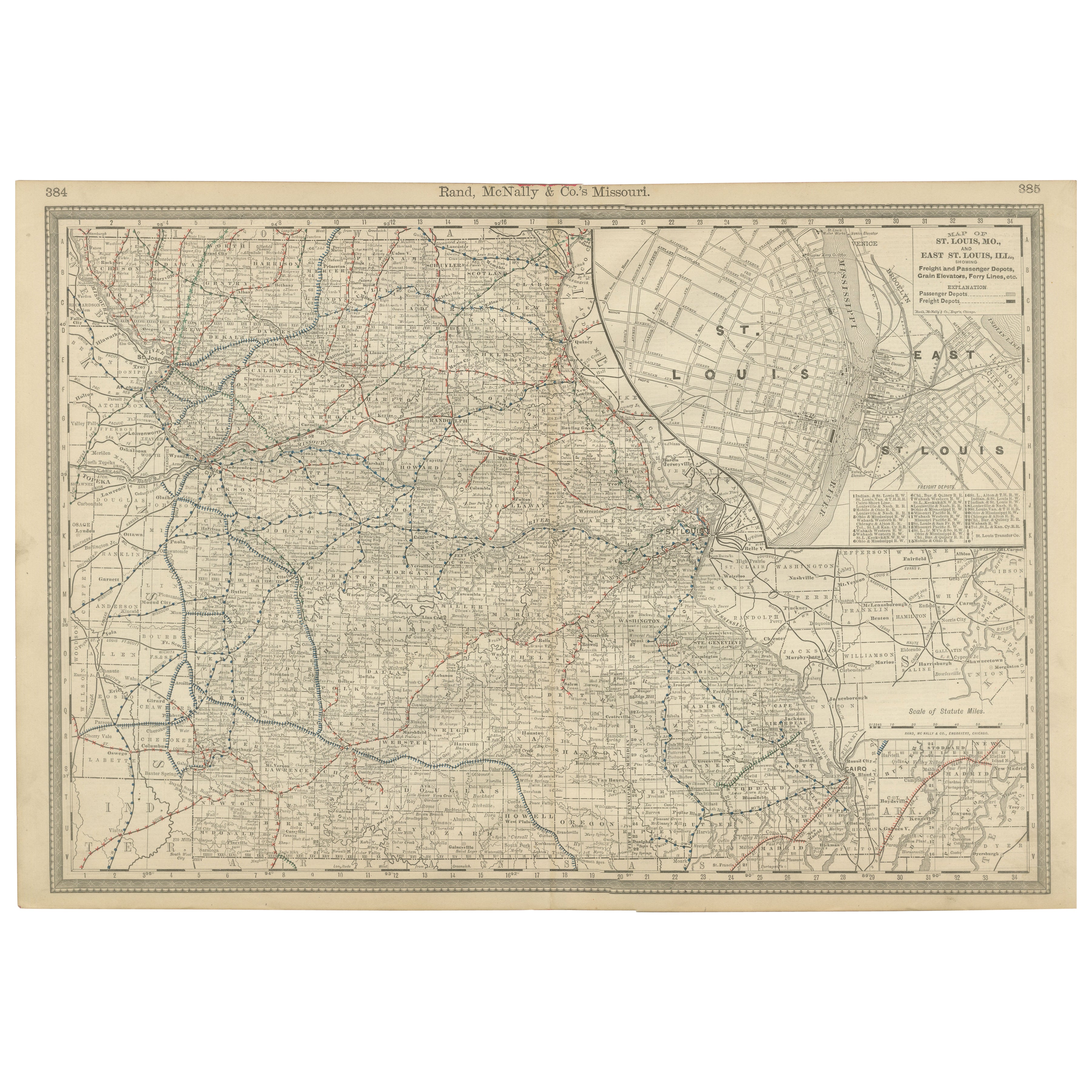 Antique Map of Missouri – The Show-Me State with St. Louis Inset, 1888 For Sale