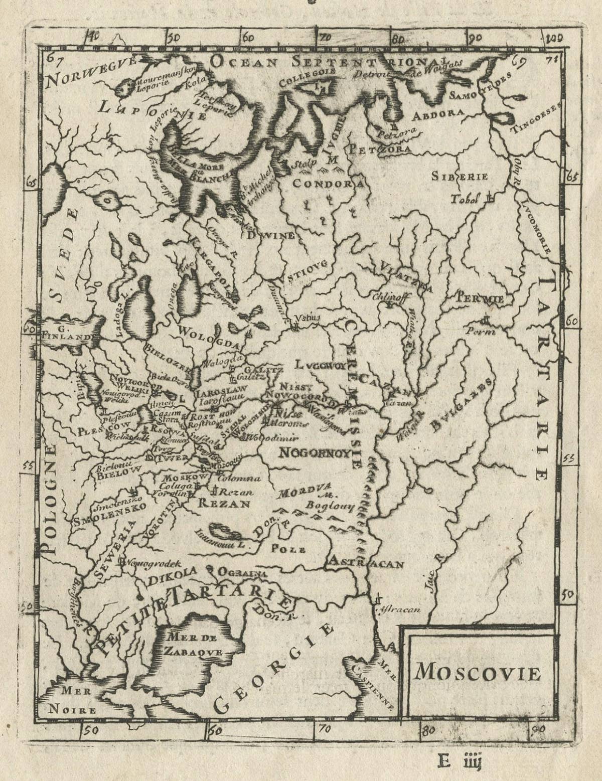 Antique Map of Modern Day Ukraine and Russia Titled Moscovie 'Moscow', Ca.1683