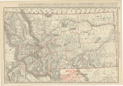 Antique Map of Montana, The Treasure State, Rand McNally, 1899