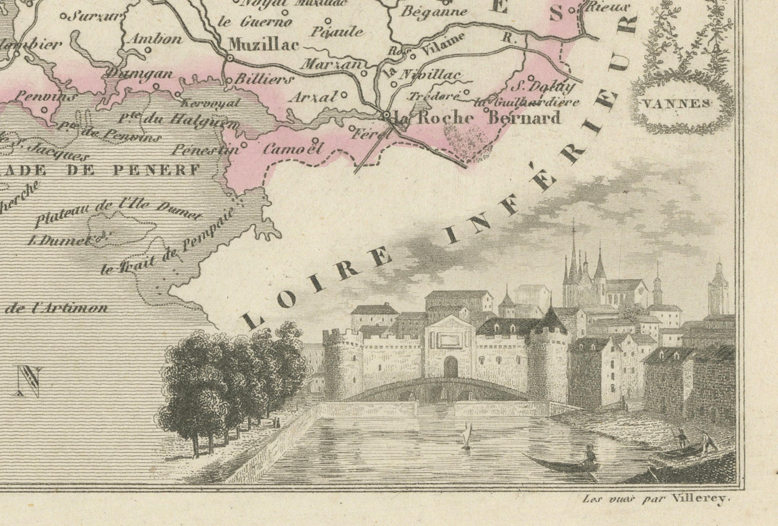 Antique Map of Morbihan by Vuillemin – France Département Map c.1850