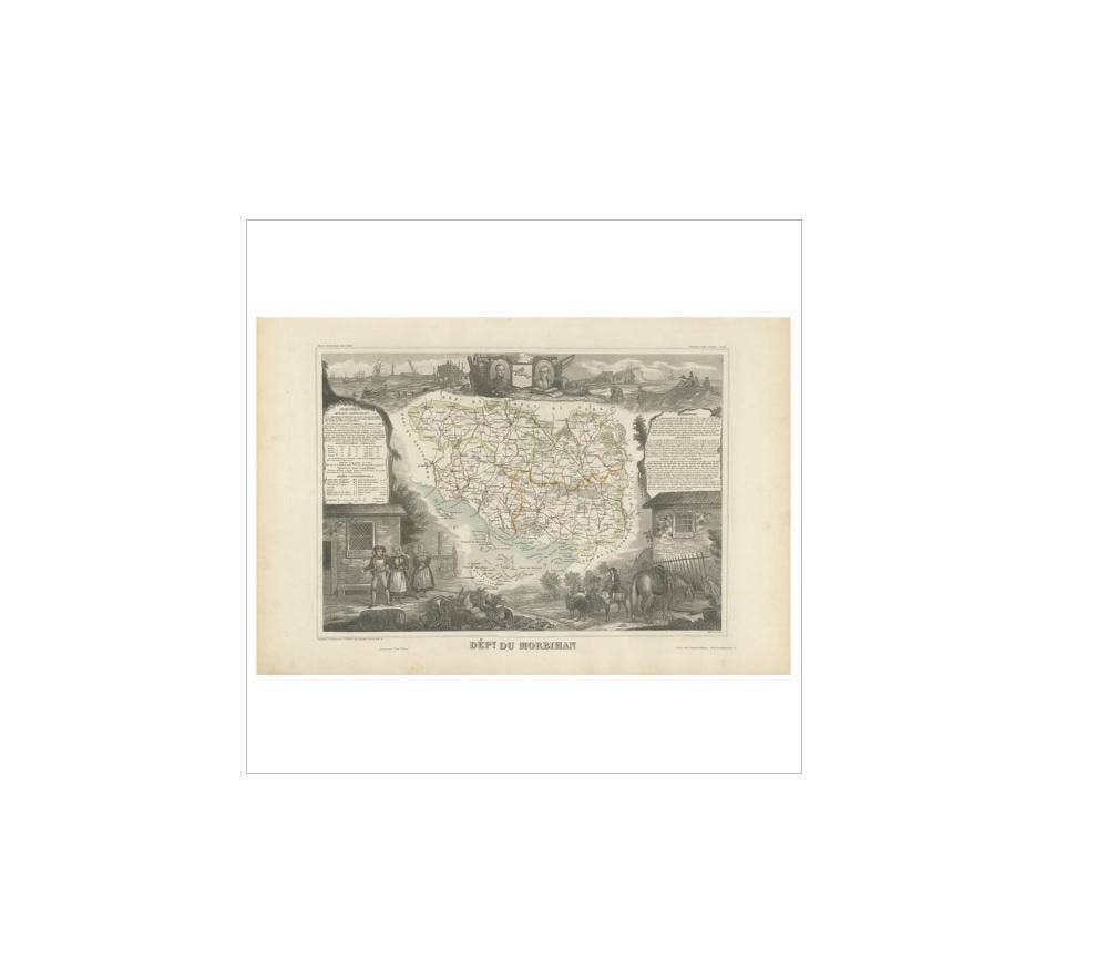 Antique Map of Morbihan ‘France’ by V. Levasseur, 1854