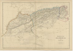 Antique Map of Morocco, Algeria and Tunisia by W. G. Blackie, 1859