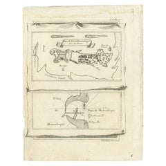 Carte ancienne de la baie du Mozambique et d'une carte de Fort de Mozambique, vers 1759
