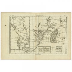 Antique Map of Mozambique Channel with Madagascar and Inset of Cape Region, 1780