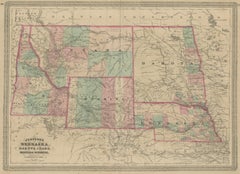 Antique Map of Nebraska, Dakota, Idaho, Montana and Wyoming by Johnson '1872'