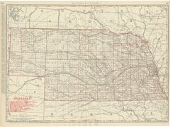 Antique Map of Nebraska, The Cornhusker State, Rand McNally, 1899