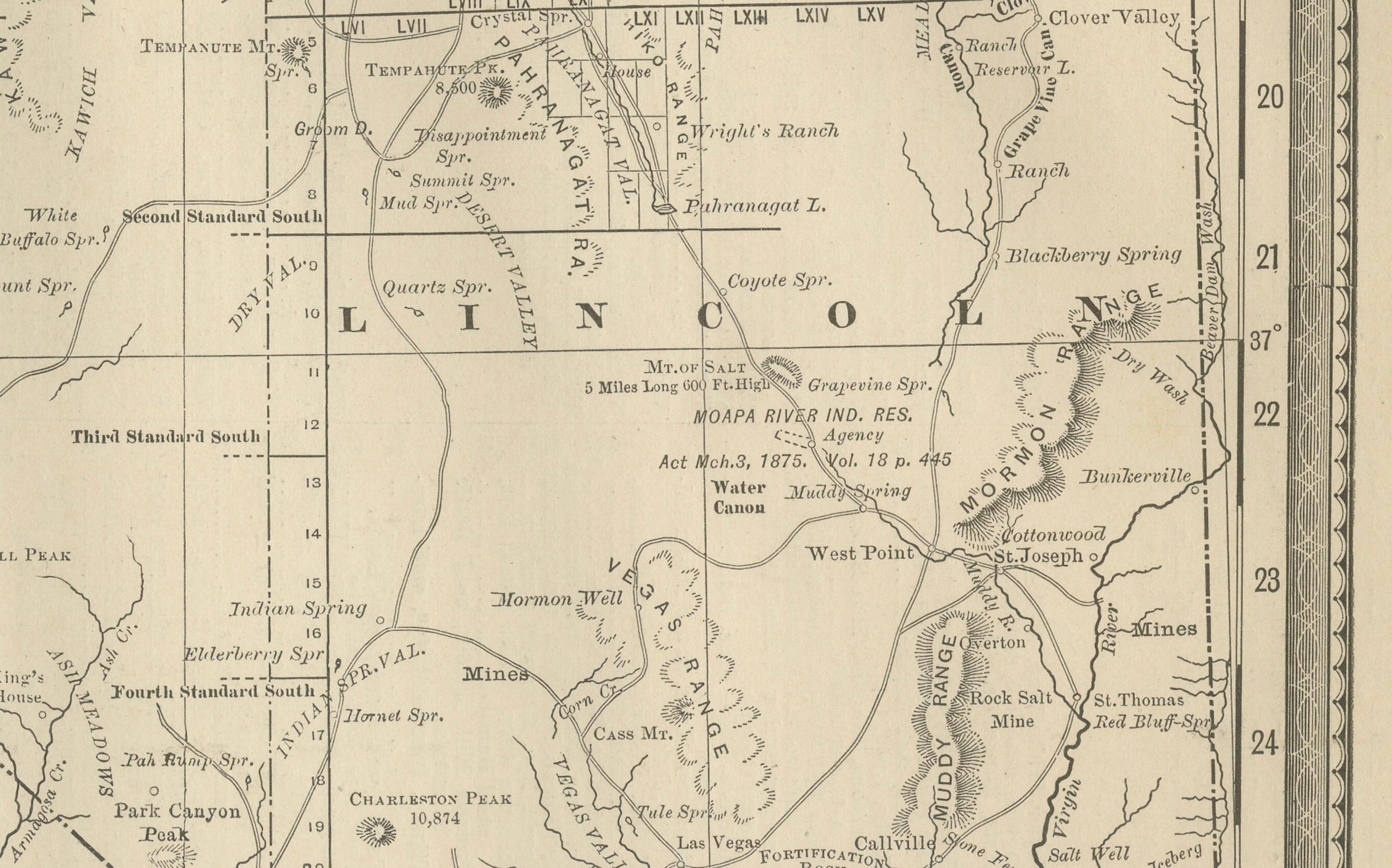 Americano Mappa antica del Nevada - Ferrovie, campi minerari e contee, 1888 in vendita