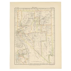 Antique Map of Nevada, with Inset Map of the Vicinity of Carson City