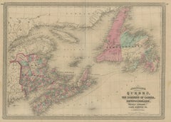 Antique Map of New Brunswick, Nova Scotia and Surroundings by Johnson, 1872