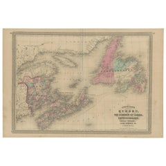 Antike Karte von New Brunswick, Nova Scotia und seiner Umgebung von Johnson, 1872