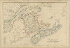 Antique Map of New Brunswick, Nova Scotia, Prince Edward Island and Canada East