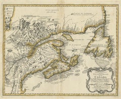 Antique Map of New England and Eastern Canada by Homann Heirs, circa 1755