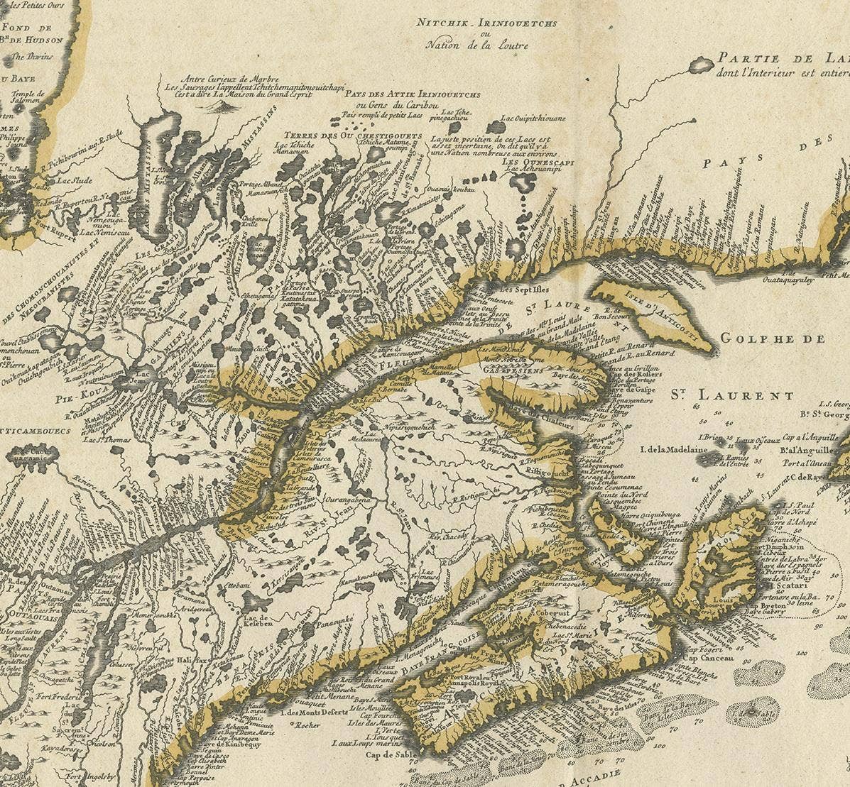 Antique Map of New England and Eastern Canada by Homann Heirs, circa 1755