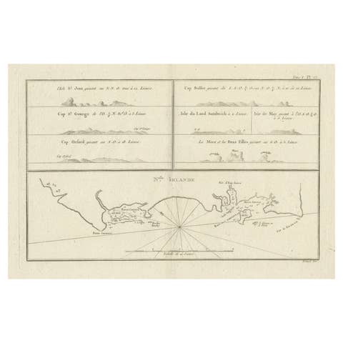 Antique Map of New Ireland (Pacific) with Coastal Profiles – Cook Voyages, 1774