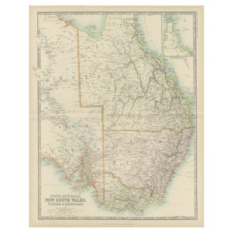 Antique Map of New South Wales by Johnston, '1909'