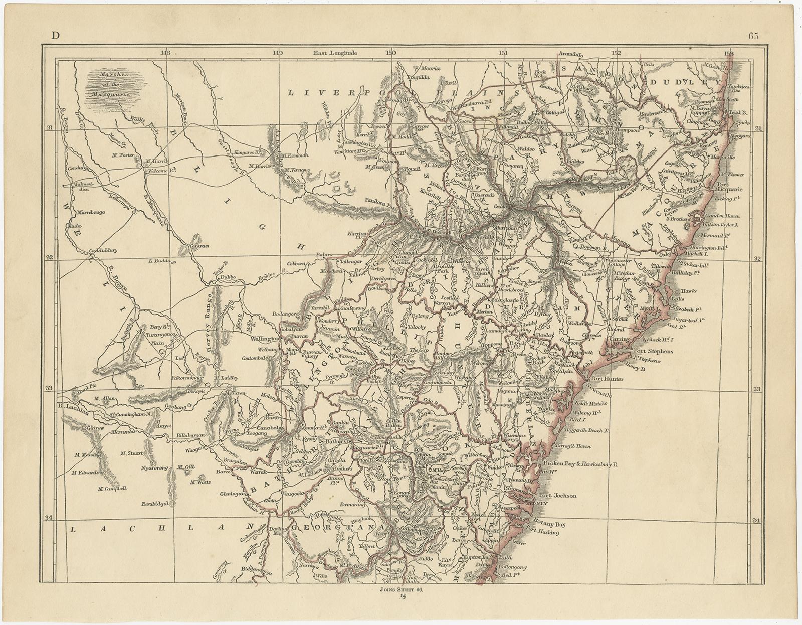 Antique map titled 'New South Wales and part of Victoria'. Two individual sheets of New South Wales and part of Victoria. This map originates from 'Lowry's Table Atlas constructed and engraved from the most recent Authorities' by J.W. Lowry.