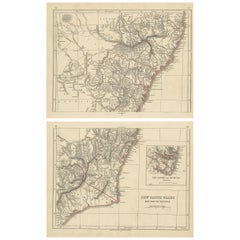 Antique Map of New South Wales by Lowry, 1852