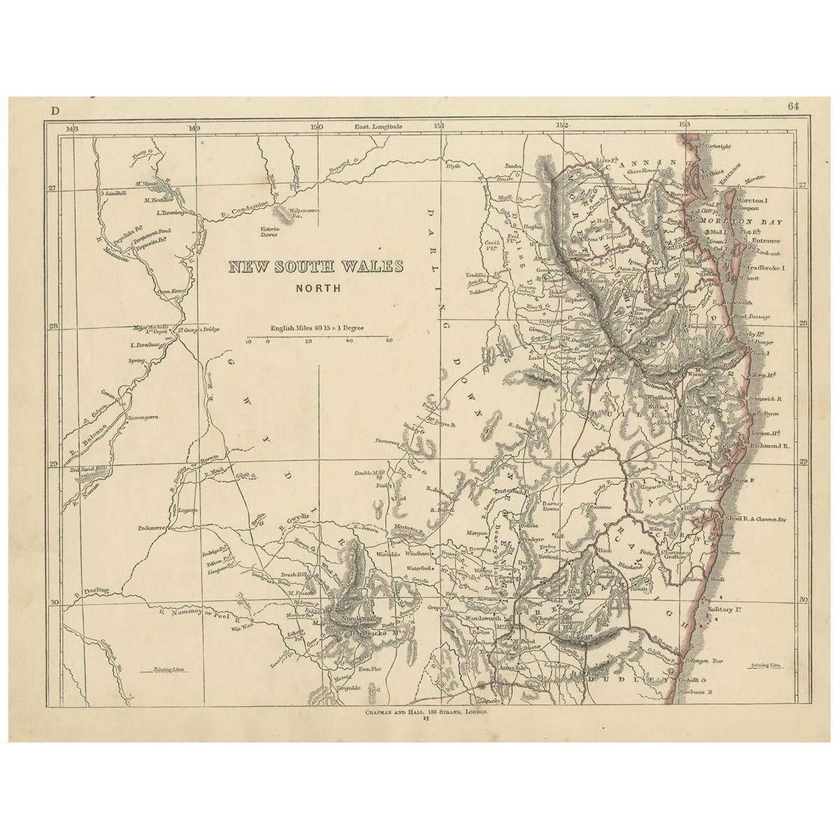 Antique Map of New South Wales by Lowry, '1852'