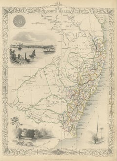 Antique Map of New South Wales by Tallis, circa 1851