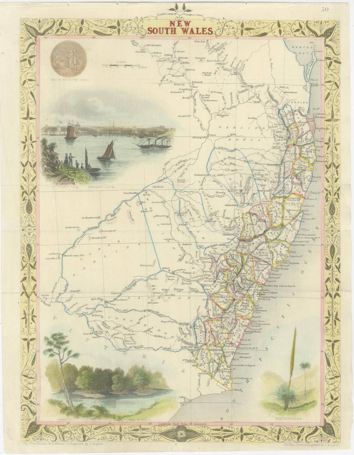 Antique Map of New South Wales in Australia, ca. 1850