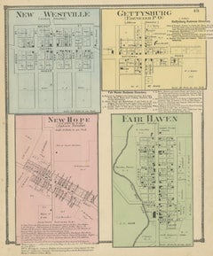 Antique Map of New Westville, Gettysburg, New Hope & Fair Haven, 1871