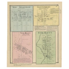 Antique Map of New Westville, Gettysburg, New Hope & Fair Haven, 1871