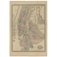 Antique Map of New York and Brooklyn by Johnson, 1872