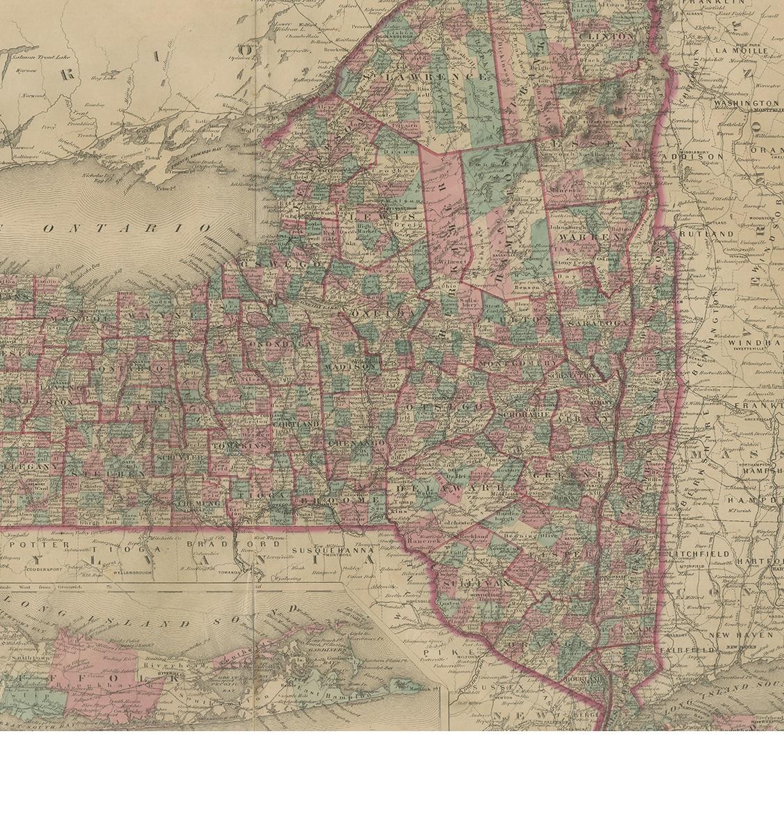 Antike Karte von New York von Johnson '1872' (19. Jahrhundert) im Angebot