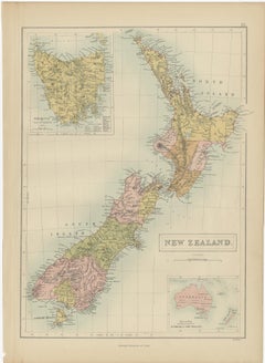 Antique Map of New Zealand by A & C. Black, 1870