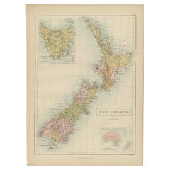 Antike Karte von Neuseeland von A & C. Black, 1870