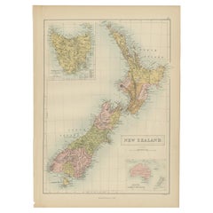 Antique Map of New Zealand by A & C. Black, 1870