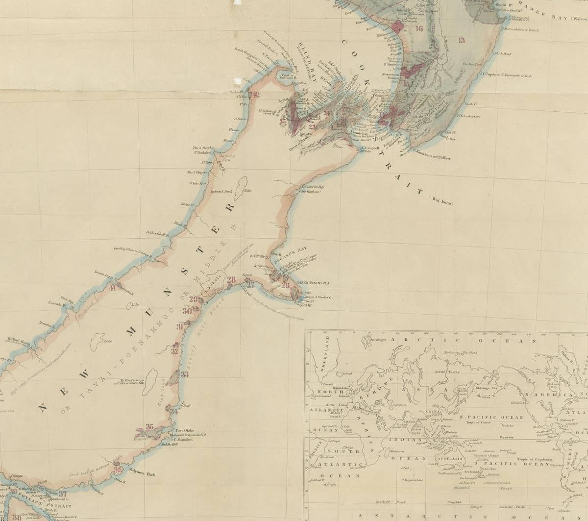 Antique Map of New Zealand by Arrowsmith '1844'