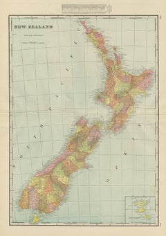 Antique Map of New Zealand by G.F. Cram, 'circa 1906'