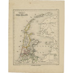 Antique Map of Noord-Holland and the Island Texel in The Netherlands, c.1870