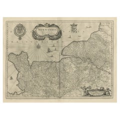 Carte ancienne de la Normandie par Janssonius, 1657