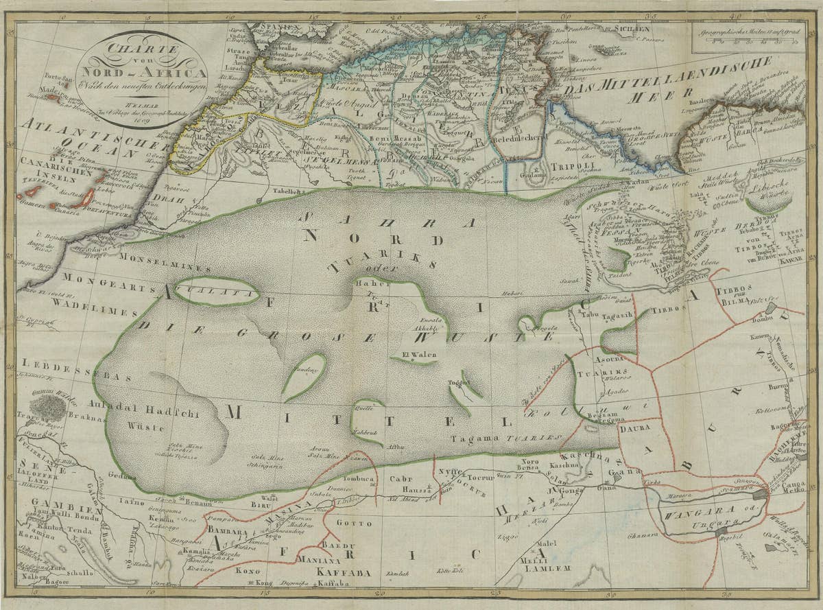 Antique Map of North Africa including the Sahara Desert