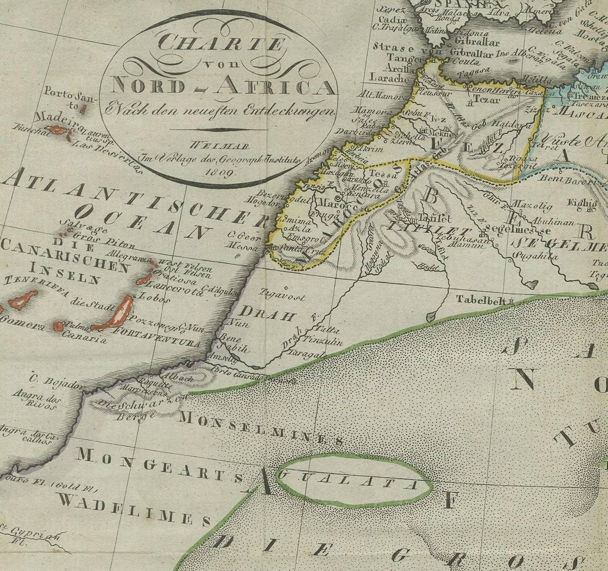 Antique Map of North Africa including the Sahara Desert
