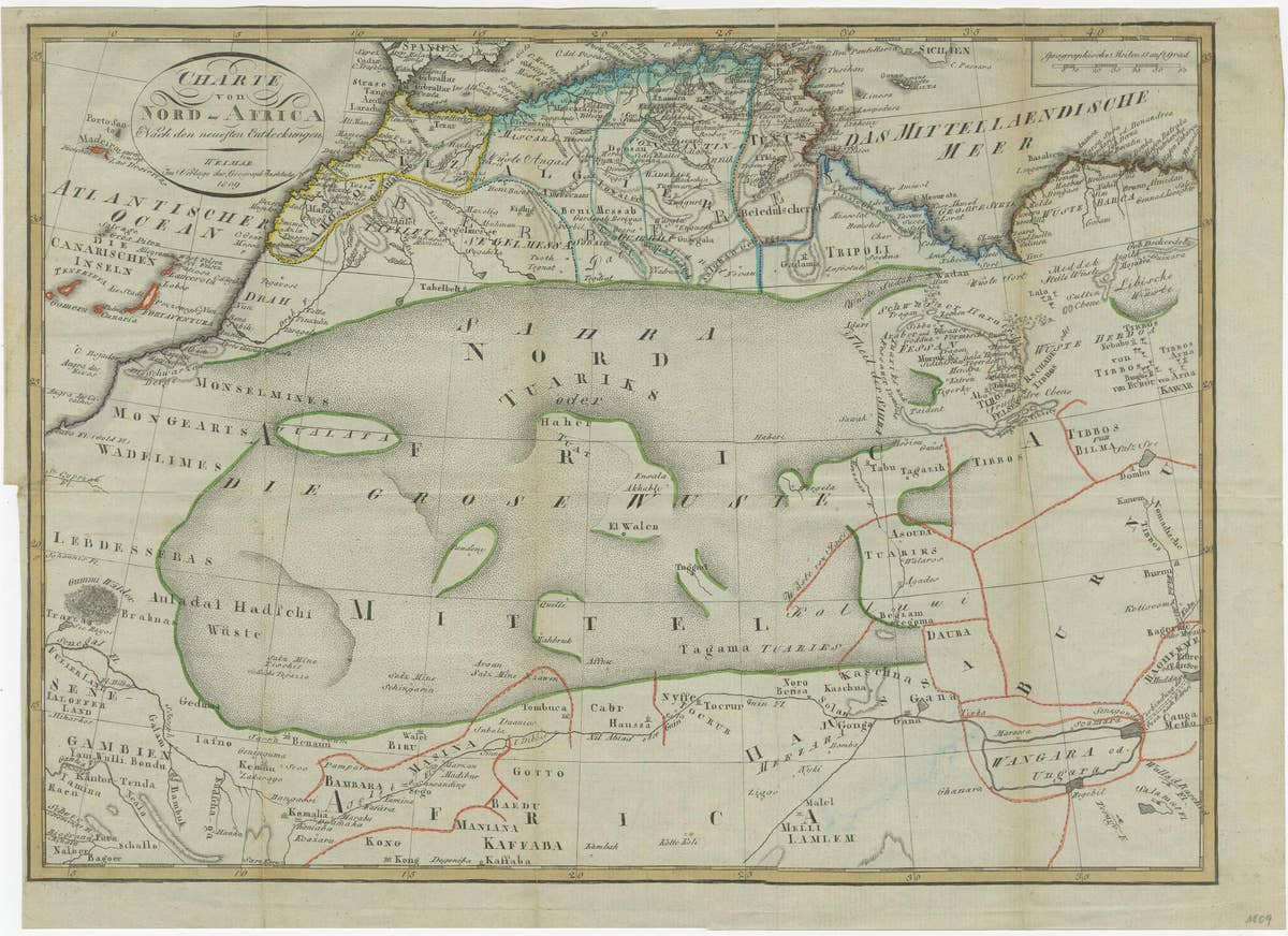 Antique Map of North Africa including the Sahara Desert