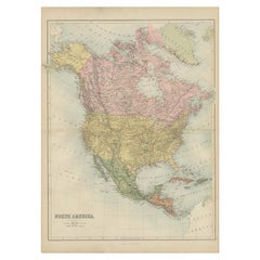Mappa antica del Nord America di A & C. Black, 1870