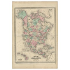 Antique Map of North America by Johnson, '1872'
