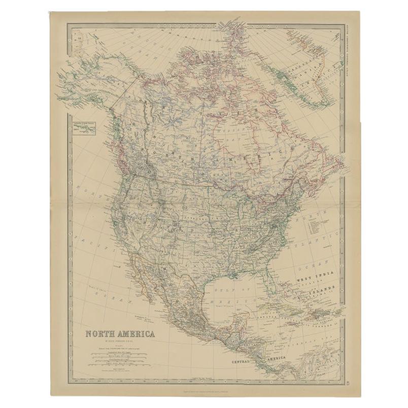 Mapa antiguo de América del Norte por Johnston, 1882 en venta