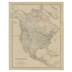 Antique Map of North America by Johnston, 1882