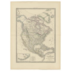 Antike Karte von Nordamerika von Lapie '1842'