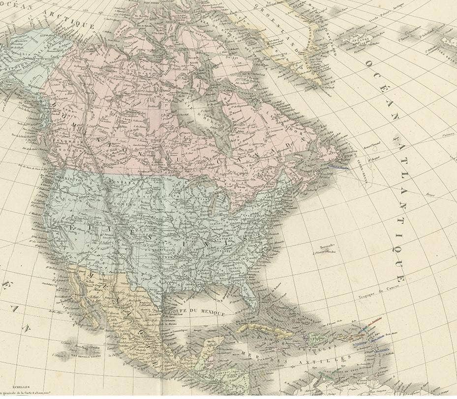 Antique Map of North America by Levasseur, 1875