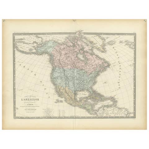 Antique Map of North America by Levasseur, 1875